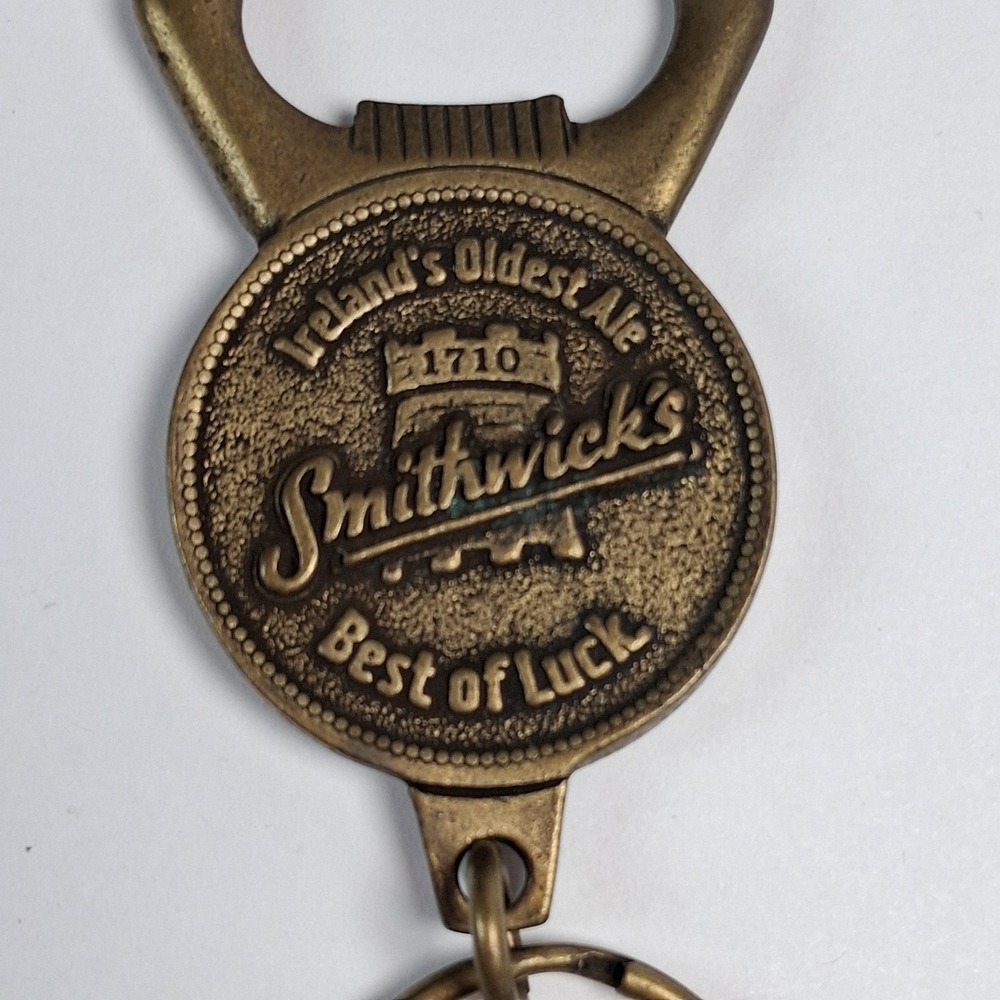 Vintage Smithwick's Ireland's Oldest Ale Brass Bottle Opener Keychain - Irish